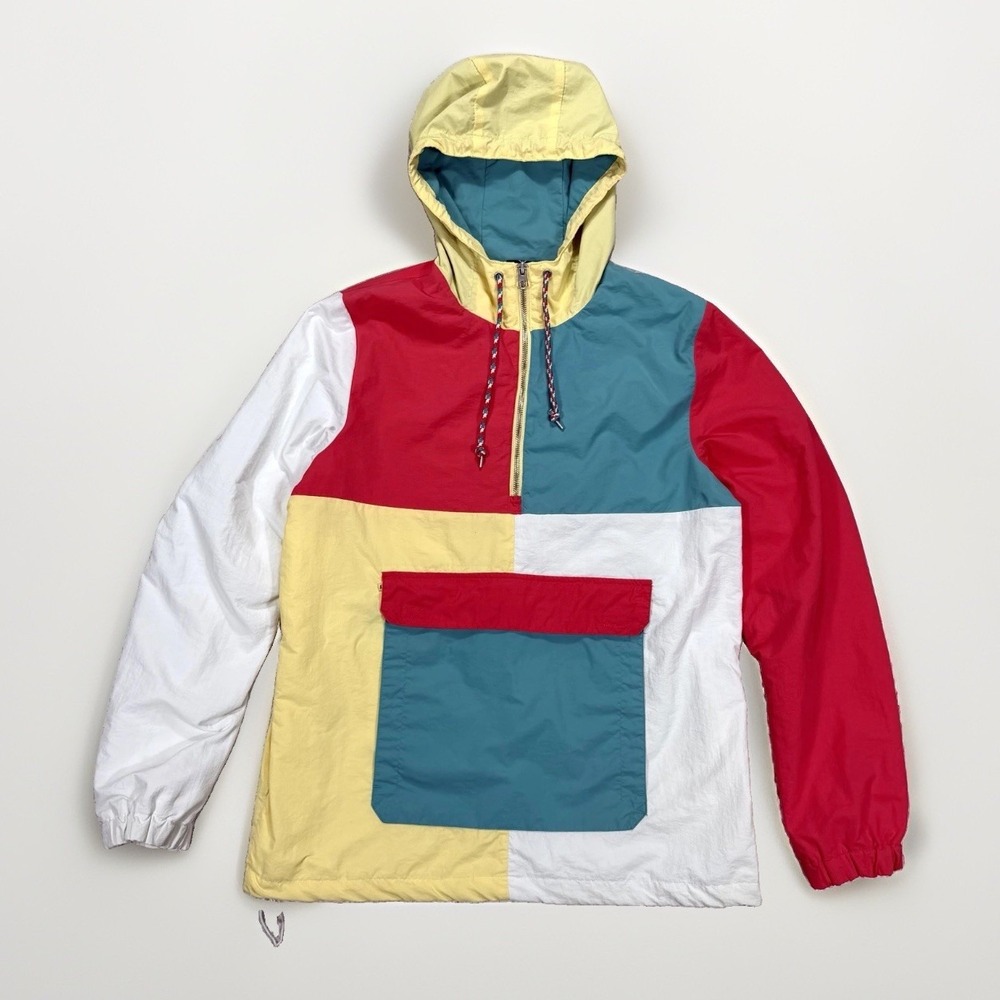 Empyre Windbreaker Men's S Colorblock Anorak Hooded Jacket Y2K Streetwear